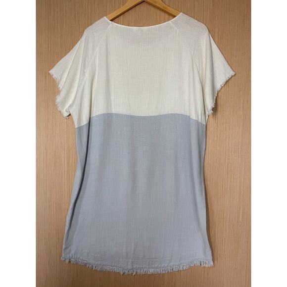 Umgee Linen Blend High Low Frayed Hem Dress Womens Size Medium Boho Beachy - Picture 4 of 10